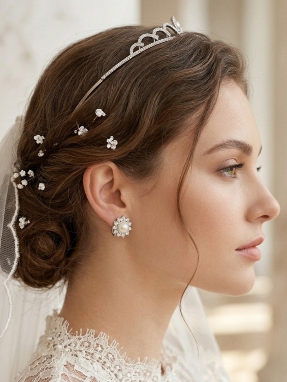 Icing Silver-Tone Pearl Sunburst Earrings - White